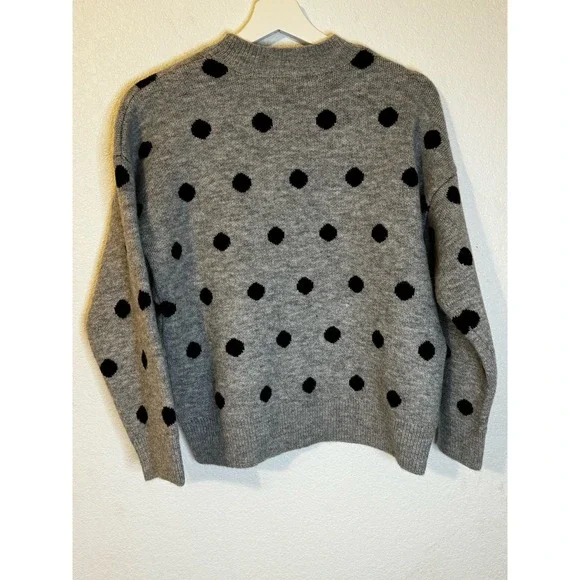 CHELSEA & THEODORE Women's Sweater Grey Black Polka Dot Size XS - Picture 2 of 4
